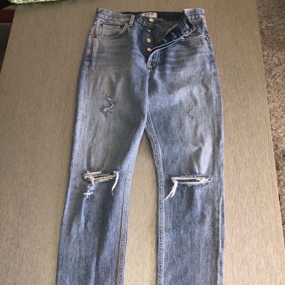 Agolde Women's  Classic High Rise Distressed Jeans Light Wash Size 25 - Picture 3 of 7